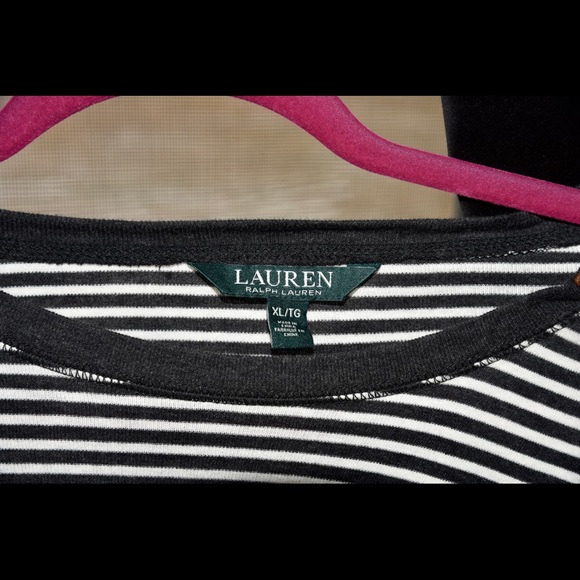 Ralph Lauren L/Sl  T Shirt with faux Leather elbows and collar detail size XL - Picture 3 of 7